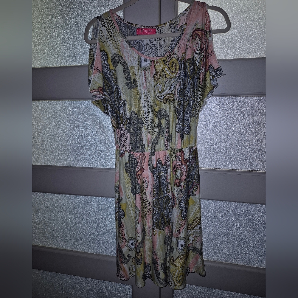 Miss Kerve Pink and Yellow Midi Dress